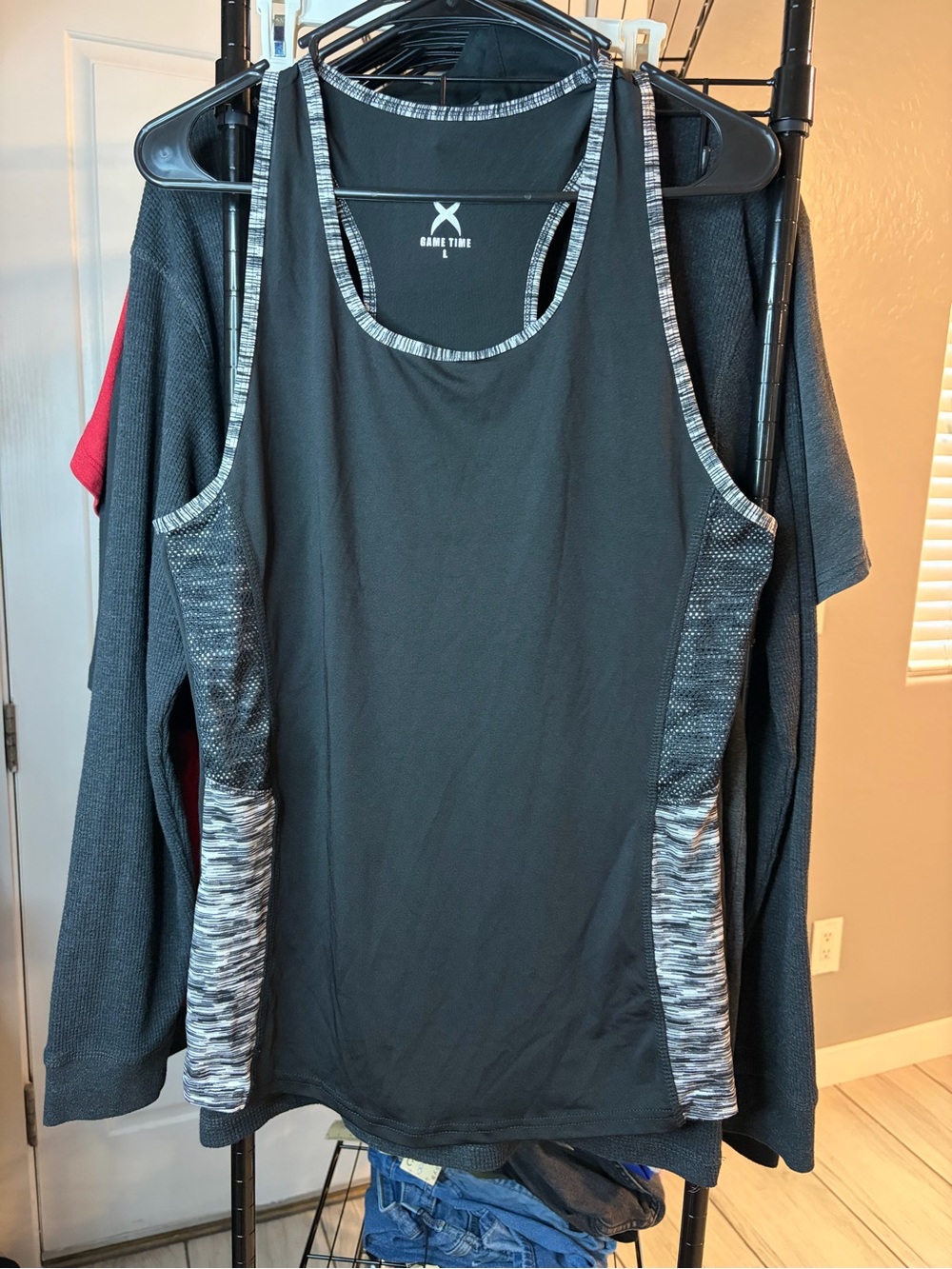Game Time Black Athletic Tank Top with Gray Trim